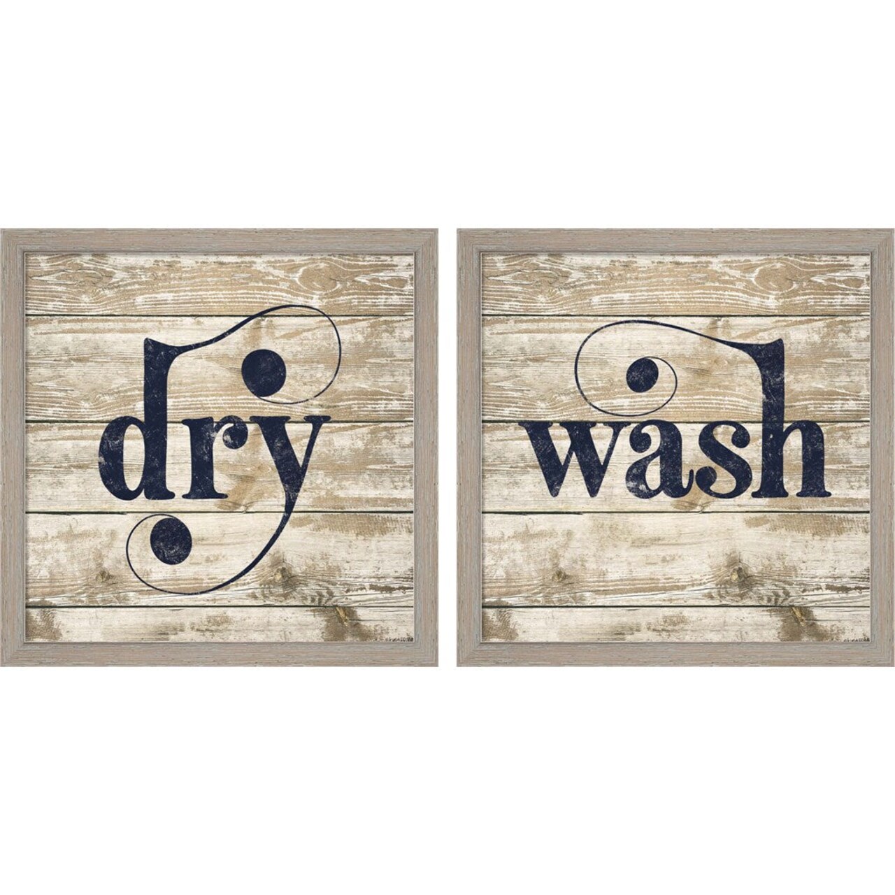 Wash & Dry by Kyra Brown, 2 Piece Rustic White Framed Art Set